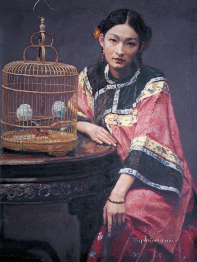 zg053cD177 中国の画家チェン・イーフェイの少女油絵